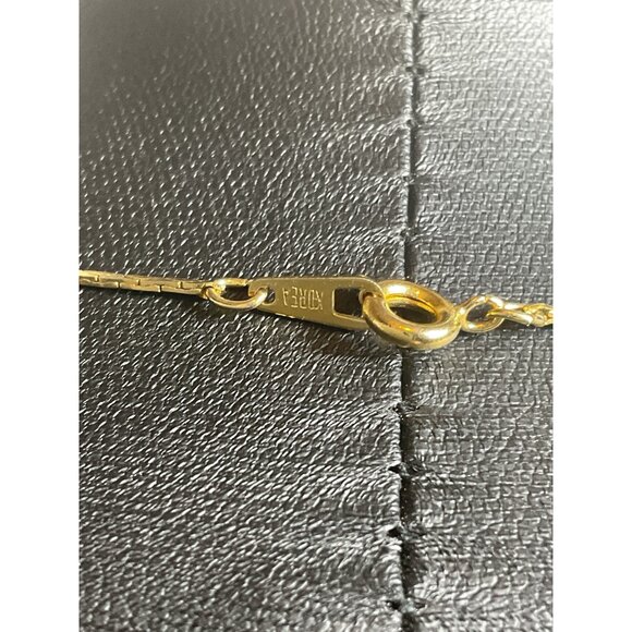 Korea Marked Gold Tone Beaded Necklace With Orange Glass Beads - Picture 3 of 4